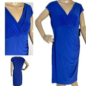 NWT Lauren Sz 16 Deep Midi Lapis Blue Dress Ralph Lauren Women's Essentials